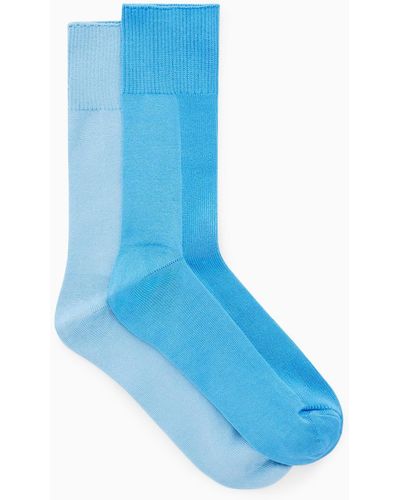 COS 2er-pack Socken Mit Gerippter Partie - Blau