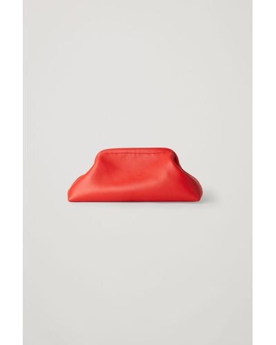 COS Large Leather Clutch Bag - Red