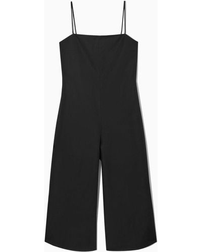 COS Belted Linen-blend Wide-leg Jumpsuit - Black