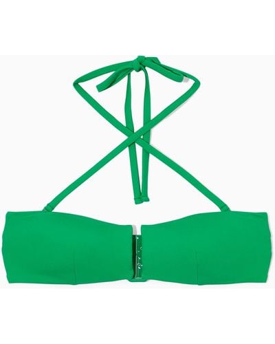 COS Halterneck Bandeau Bikini Top - Green