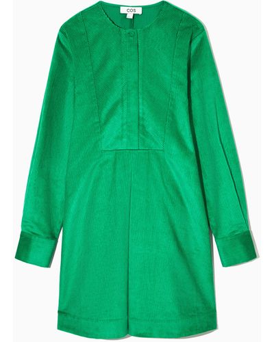 COS A-line Corduroy Shirt Dress - Green