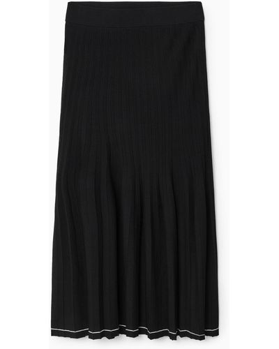 COS Pleated Knitted Midi Skirt - Black