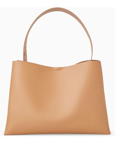 COS Folded Leather Large Shoulder Bag - Natural