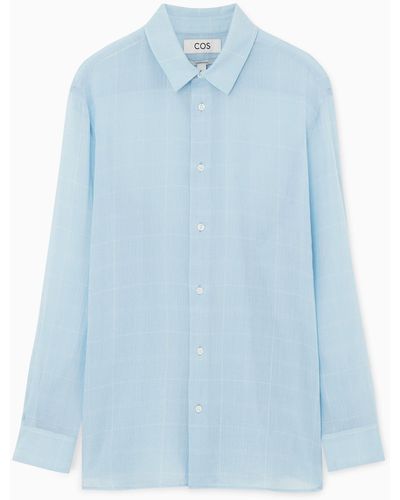 COS Oversize Sheer Checked Shirt - Blue