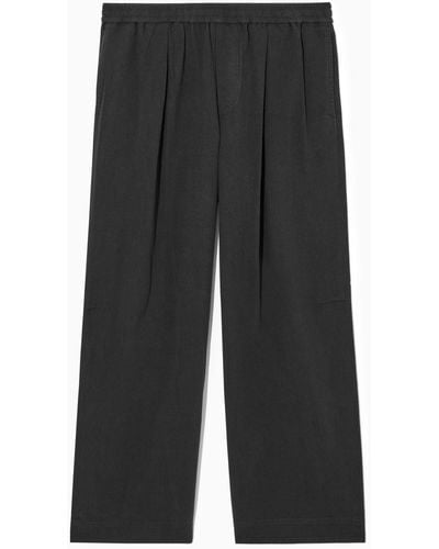 COS Pleated Wide-leg Chambray Pants - Gray