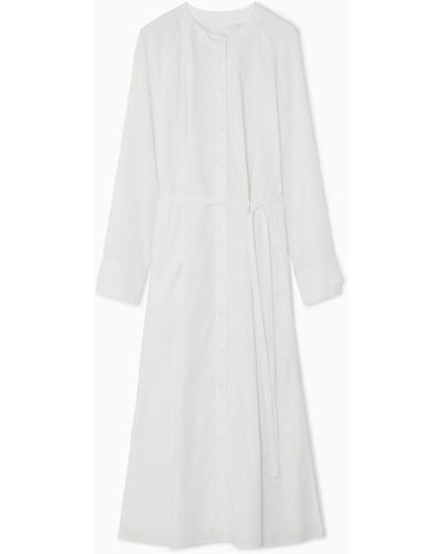 COS Collarless Maxi Shirt Dress - White