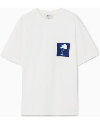 COS Oversized Inverted-floral T-shirt - White