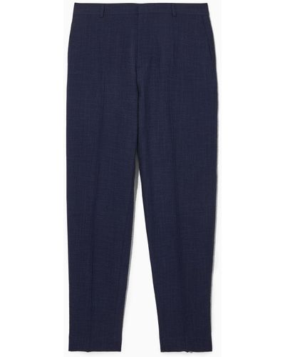 COS Tapered Checked Seersucker Pants - Blue
