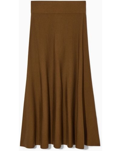 COS Knitted Midi Skirt - Brown