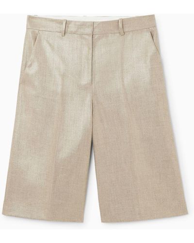 COS Metallic Hopsack Bermuda Shorts - White
