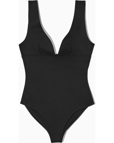 COS Open-back Plunge Swimsuit - Black