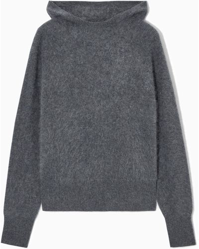 COS Textured Pure Cashmere Hoodie - Grey