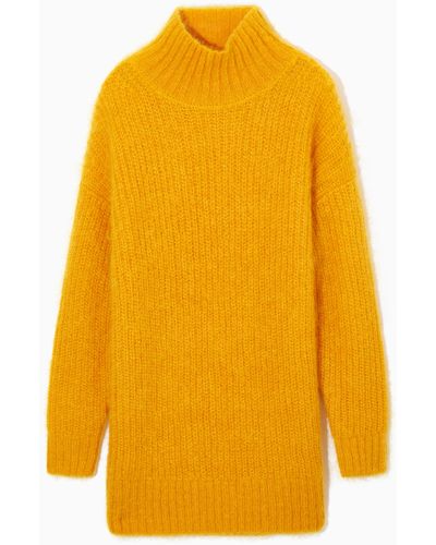 COS Funnel-neck Mohair Tunic - Yellow