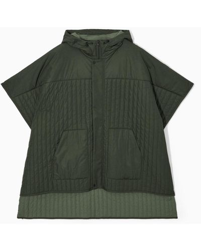 COS Hooded Quilted Hybrid Vest - Green