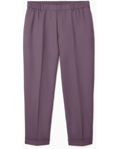 COS Turn-up Wool-blend Pants - Purple