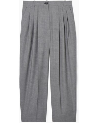 COS Barrel-leg Wool Pants - Gray