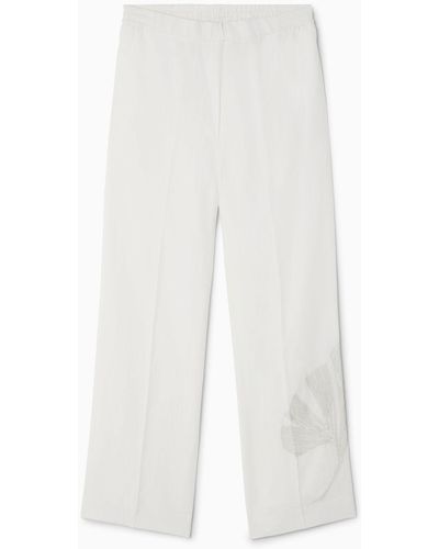 COS Embroidered Wide-leg Pants - White