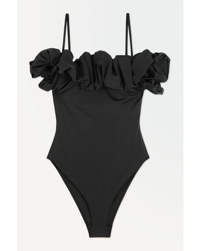 COS The Ruffled Swimsuit - Black