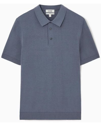 COS Poloshirt Aus Seidenstrick - Blau