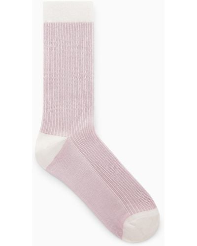 COS Ribbed Striped Socks - Pink