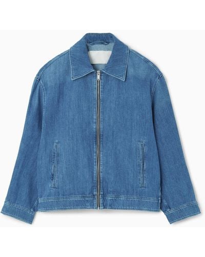 COS Oversized Zip-up Denim Jacket - Blue