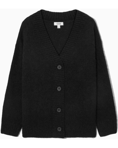 COS Oversized V-neck Alpaca-blend Cardigan - Black