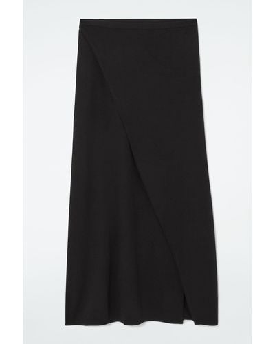 COS Jersey Wrap Midi Skirt - Black