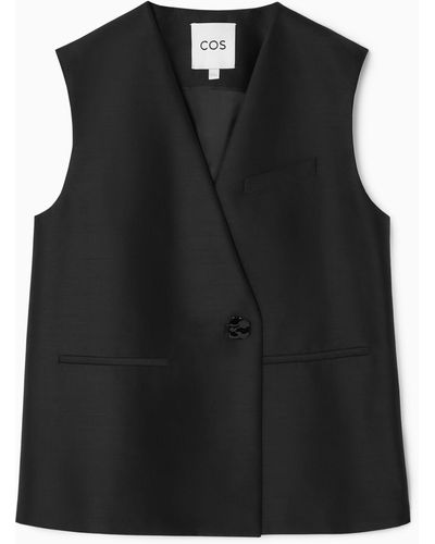 COS Button-detail Wool-blend Waistcoat - Black