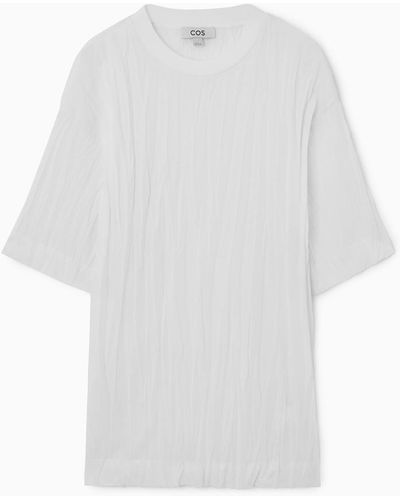 COS Oversized-t-shirt Aus Jersey In Knitteroptik - Weiß