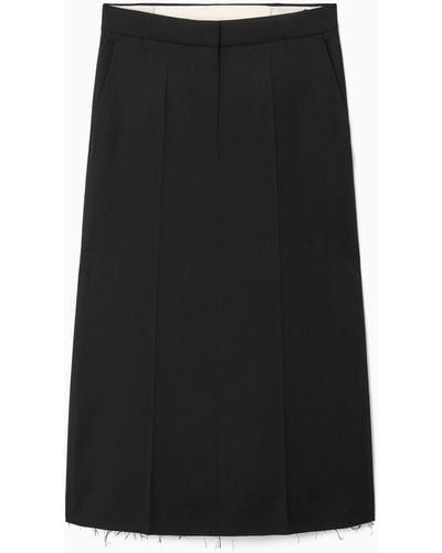 COS Deconstructed Wool-blend Midi Pencil Skirt - Black