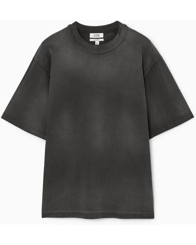 COS Oversized Faded Mock-neck T-shirt - Black