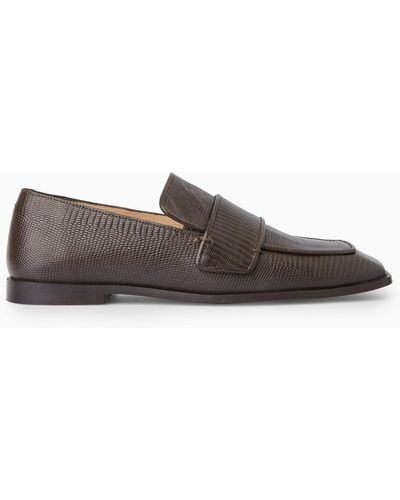 COS Square-toe Leather Loafers - Brown