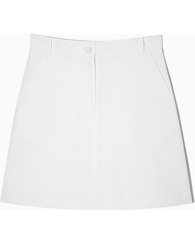 COS Seersucker A-line Mini Skirt - White