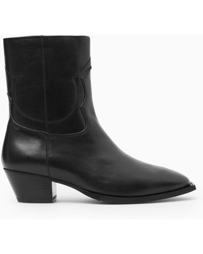 COS Point-toe Leather Western Boots - Black