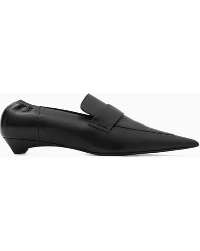 COS Pointed Leather Kitten-heel Loafers - Black