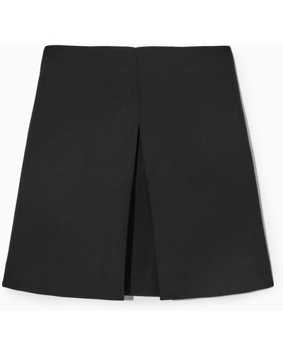 COS Pleated Wool Mini Skirt - Black