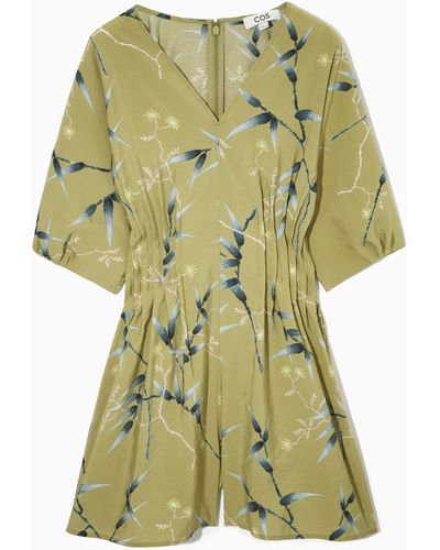 COS V-neck Printed Playsuit - Green