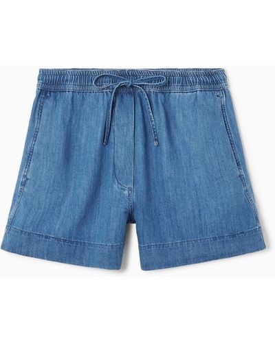 COS Drawstring Denim Shorts - Blue