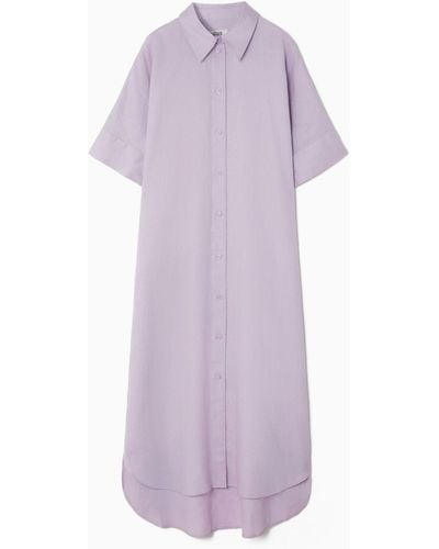 COS Oversized Linen Midi Shirt Dress - Purple