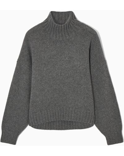 COS Chunky Pure Cashmere Turtleneck Jumper - Grey