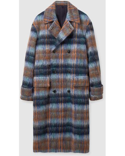 COS Double-breasted Checked Coat - Blue