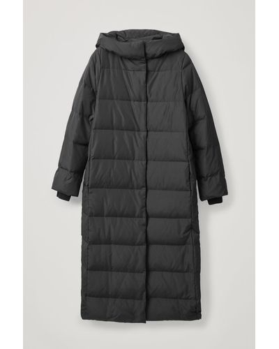 COS Hooded Long Puffer Coat - Black