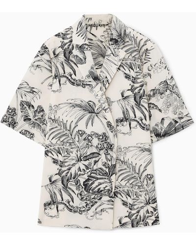 COS Botanical-print Short-sleeved Blazer - White