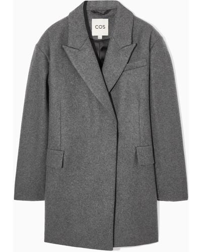 COS Oversized Power-shoulder Wool Coat - Grey