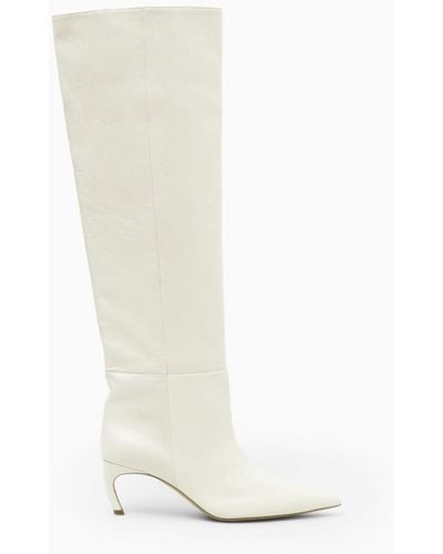 COS Pointed-toe Leather Knee-high Boots - White