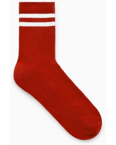 COS Striped Sports Socks - Red