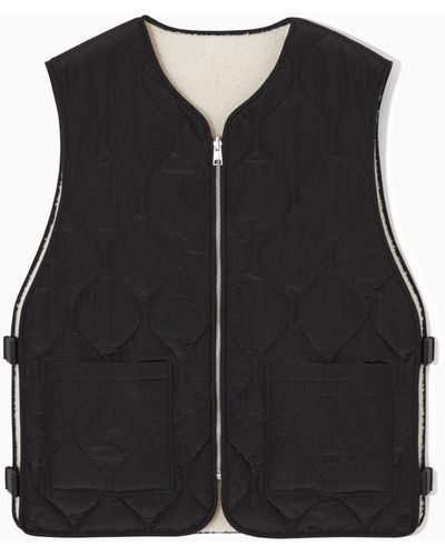 COS Reversible Fleece-lined Utility Vest - Black