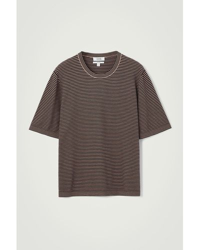COS Striped Knit T-shirt - Brown