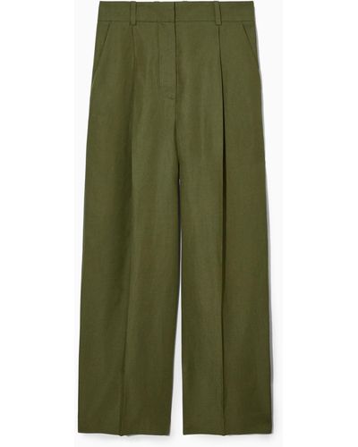COS Wide-leg Linen-blend Pants - Green