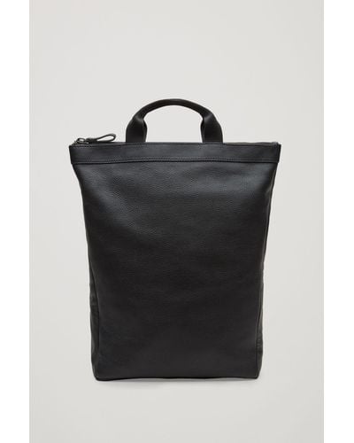 COS Leather Tote Backpack - Black